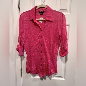 NWT-Pure Amici pink  button down shirt with roll up sleeves